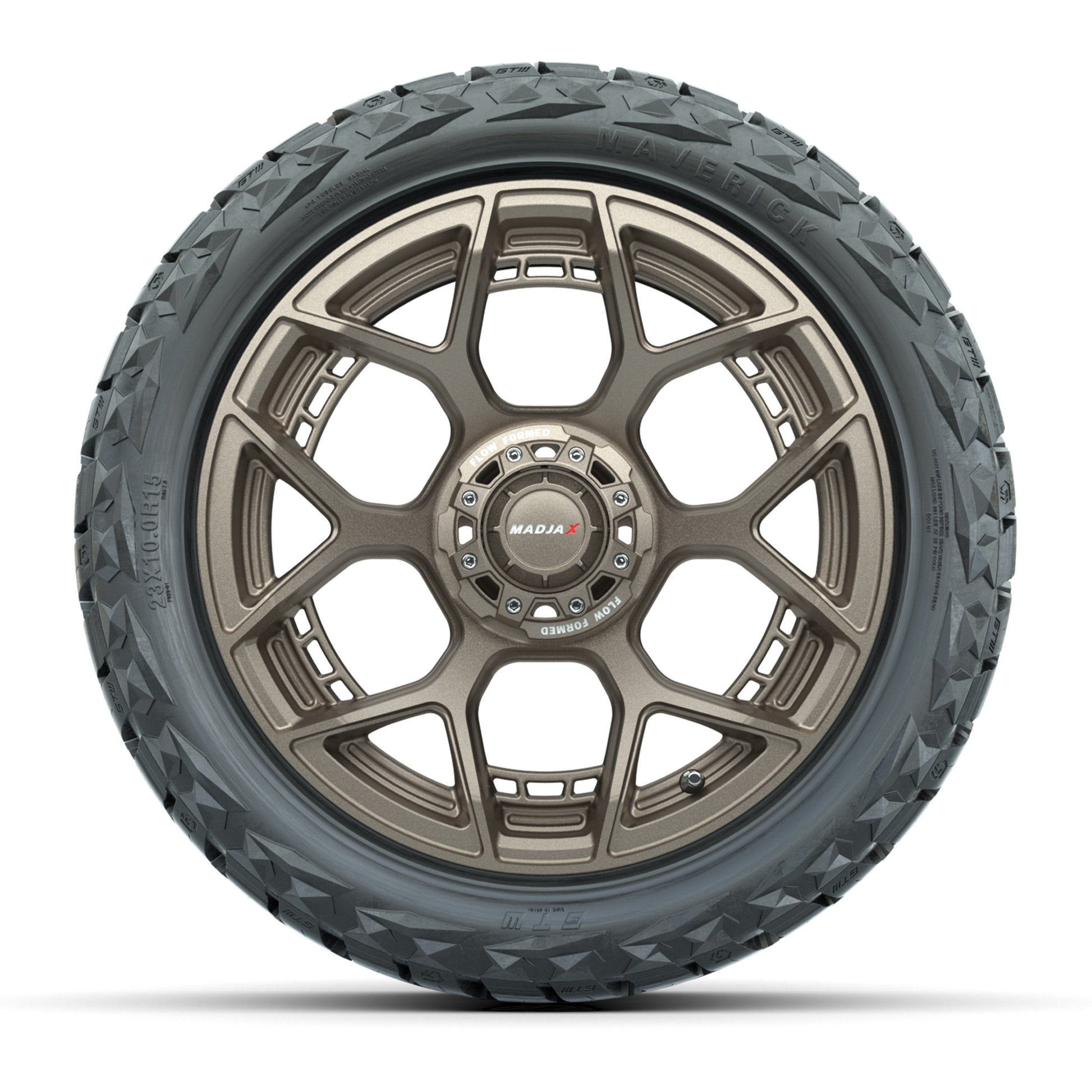 GTW MadJax® Flow Form Evolution Matte Bronze 15 in Wheels with 23x10.00-R15 Maverick All-Terrain Tires – Full Set
