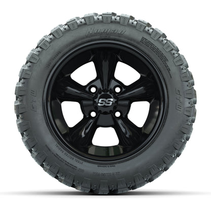 GTW® Godfather Black 12 in Wheels with 22X11-R12 Nomad Steel Belt Radial All-Terrain Tires – Full Set