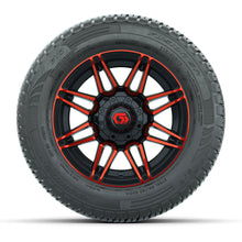 GTW® Stealth Black/Red 12 in Wheels with 215/50-R12 Fusion S/R Steel Belt Radial Tires – Full Set