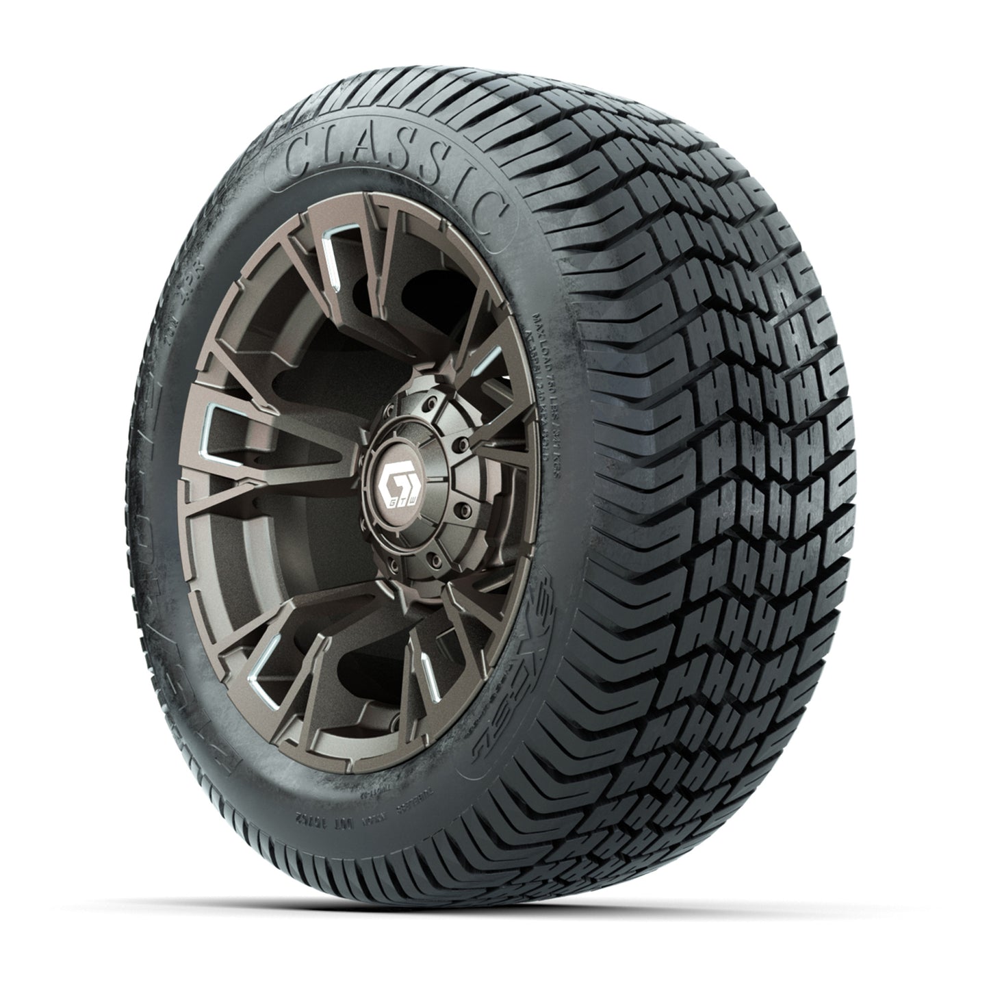 GTW® Vandal Bronze/Machined 12 in Wheels with 215/40-12 Excel Classic Street Tires – Full Set