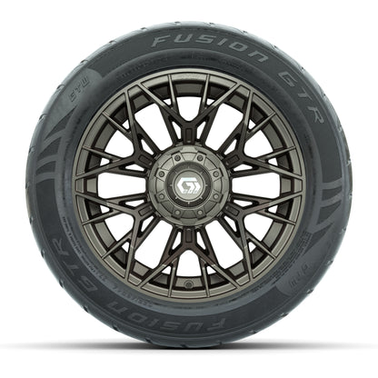 GTW® Stellar Matte Bronze 14 in Wheels with 255/45-R14 Fusion GTR Steel Belt Radial Street Tires – Full Set