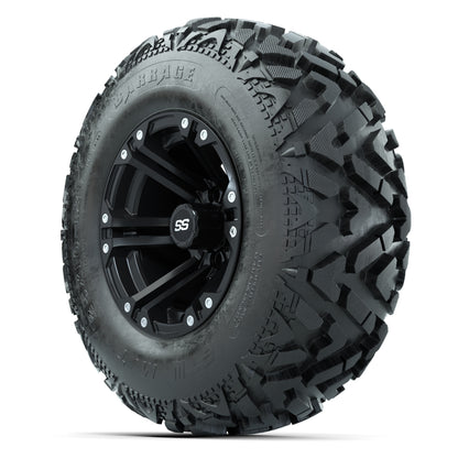 GTW® Specter Matte Black 12 in Wheels with 25X10-12 Barrage Mud Tires – Full Set