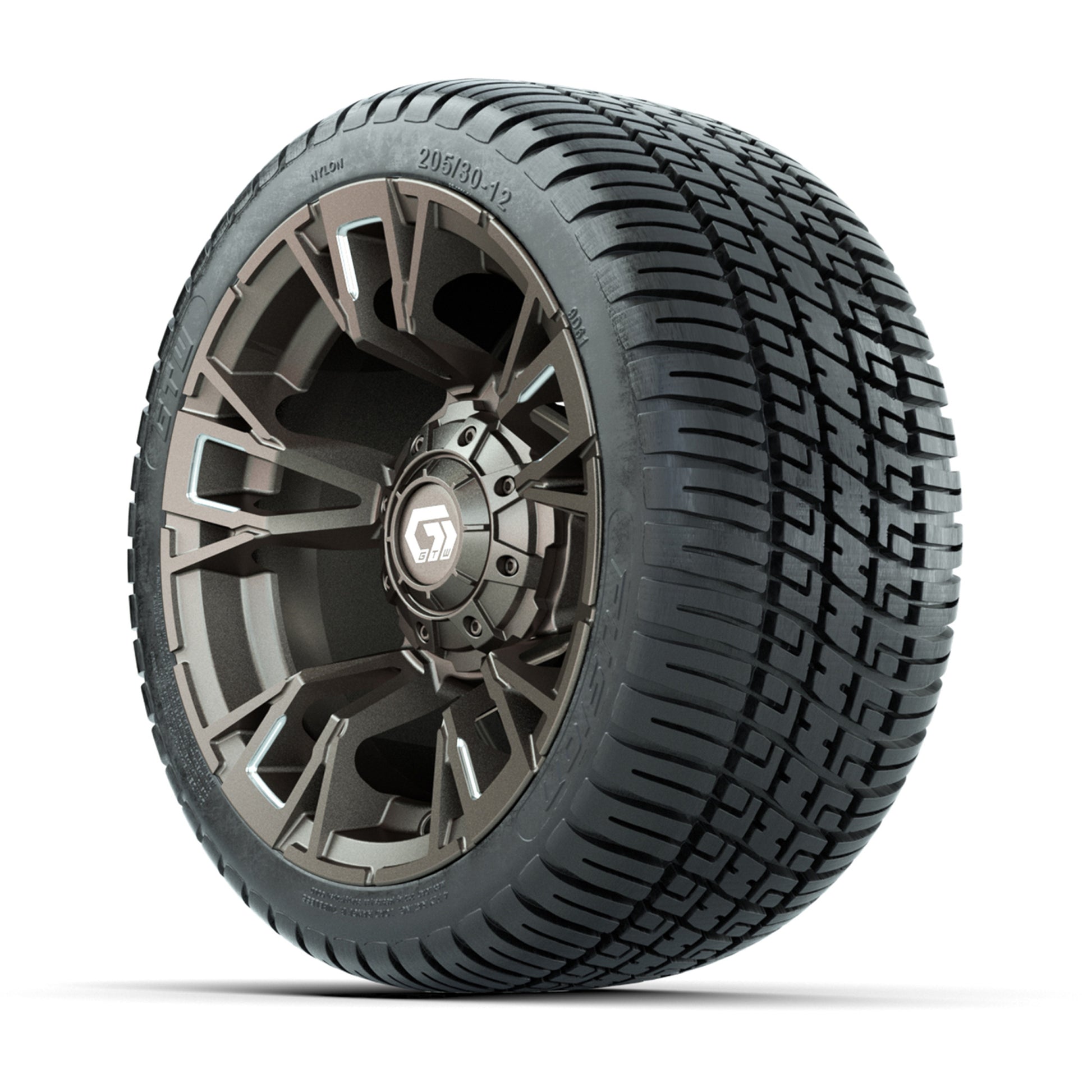 GTW® Vandal Bronze/Machined 12 in Wheels with 205/30-12 Fusion Street Tires – Full Set