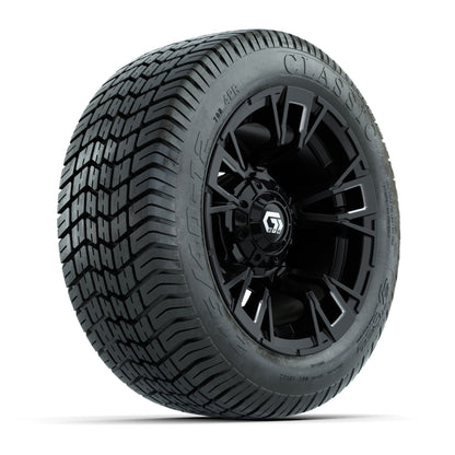GTW® Vandal Matte Black/Machined 12 in Wheels with 215/40-12 Excel Classic Street Tires – Full Set