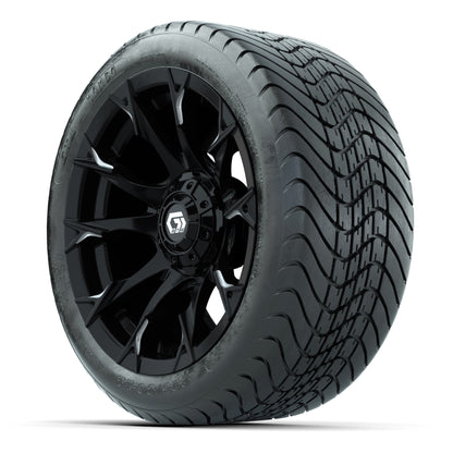GTW Diablo Gloss Black/Machined 14 in Wheels with 225/30-14 Mamba Street Tires – Full Set