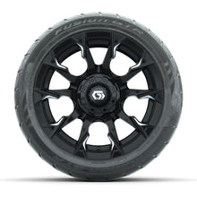 GTW® Diablo Gloss Black/Machined 14 in Wheels with 225/40-R14 Fusion GTR Steel Belt Radial Street Tires – Full Set