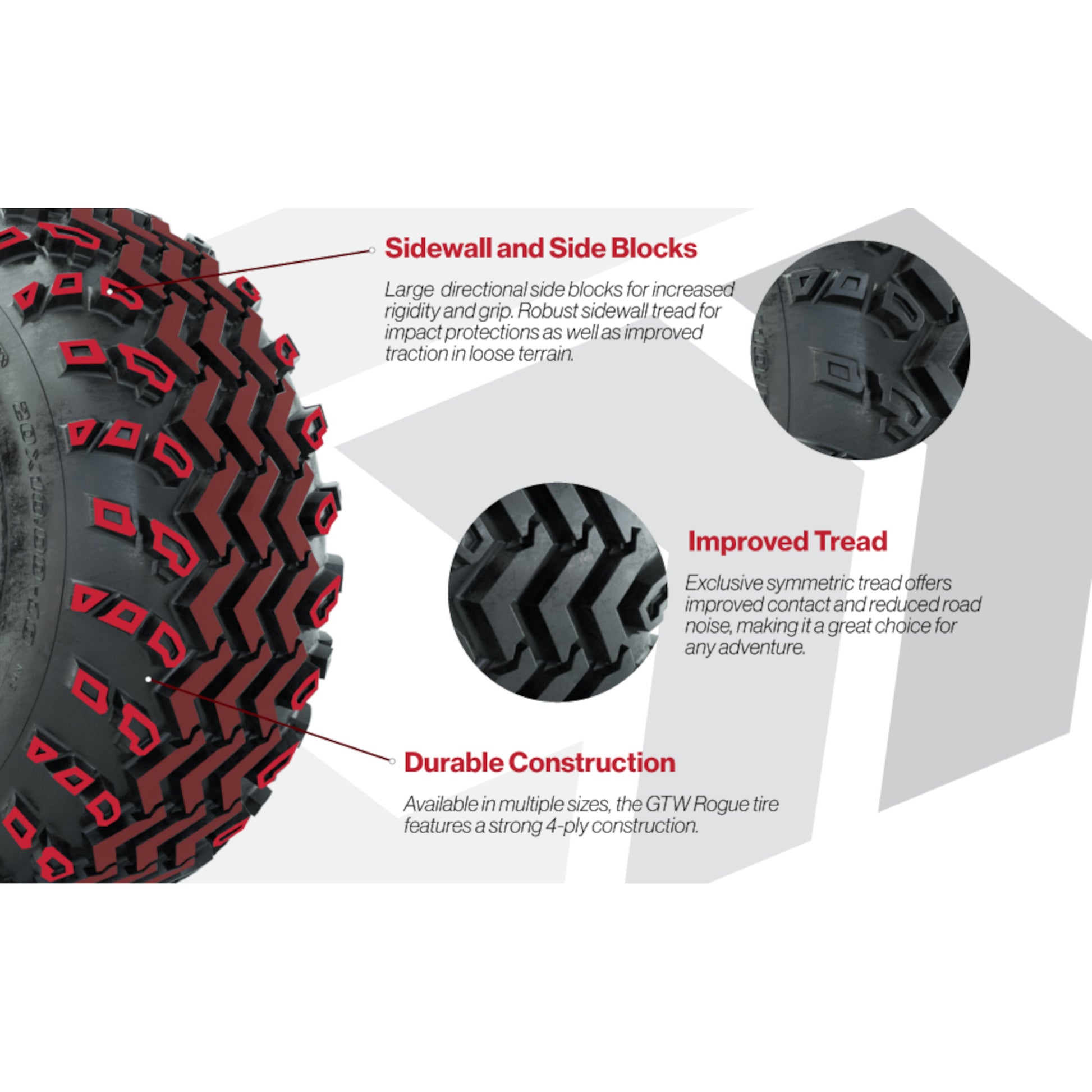 GTW® Boost Gloss Black 12 in Wheels with 23X10.00-12 Rogue All-Terrain Tires – Full Set