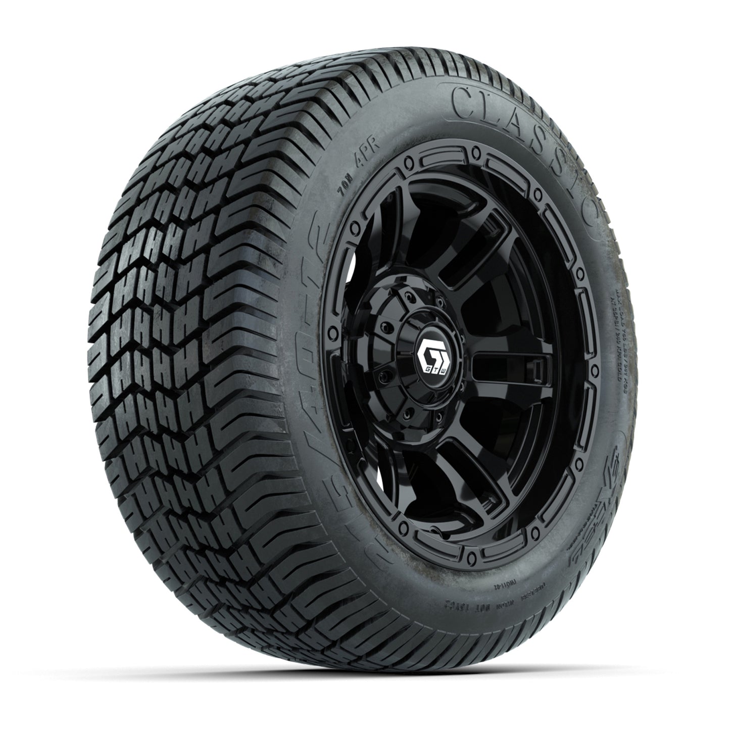 GTW® Shogun Gloss Black 12 in Wheels with 215/40-12 Excel Classic Street Tires – Full Set