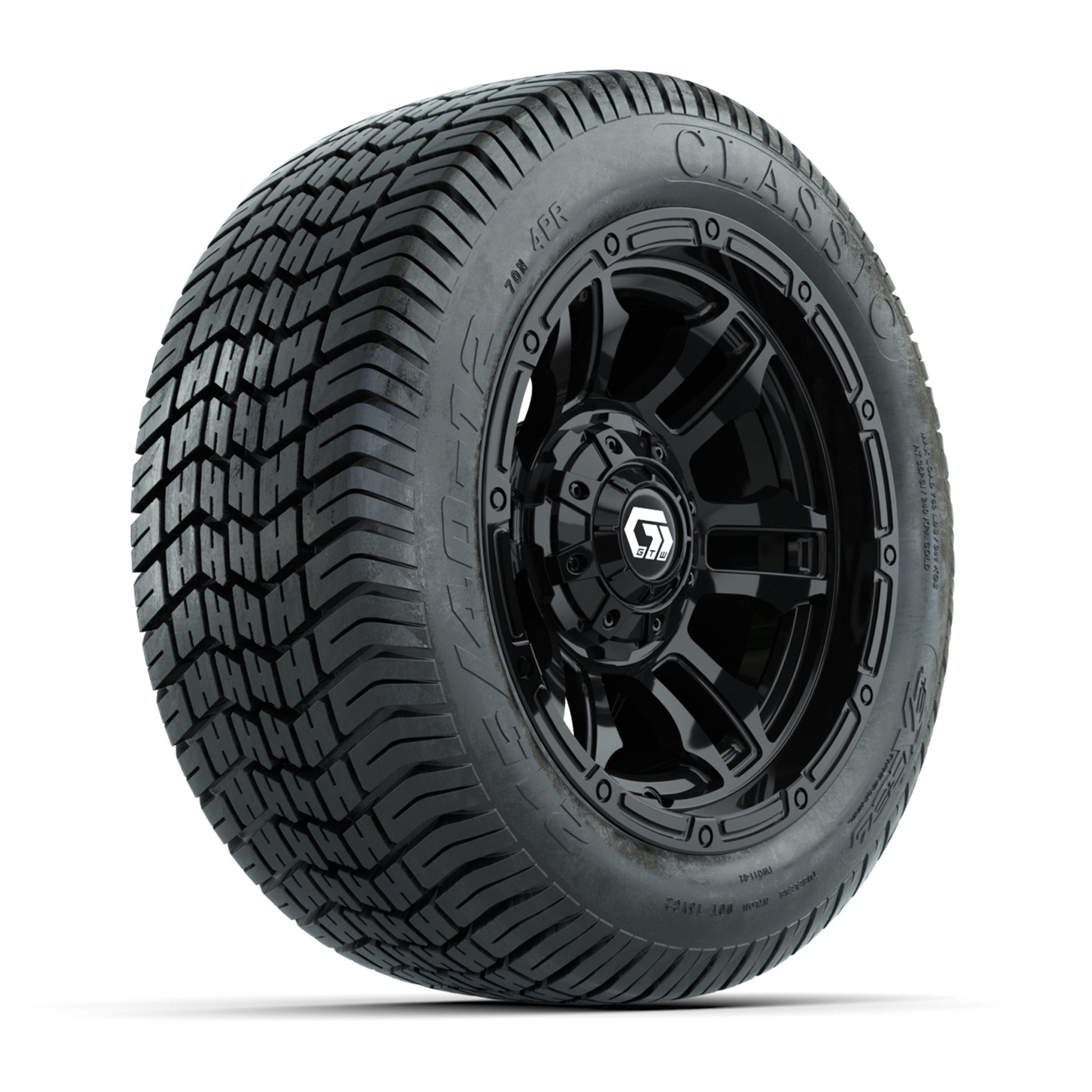 GTW® Shogun Gloss Black 12 in Wheels with 215/40-12 Excel Classic Street Tires – Full Set