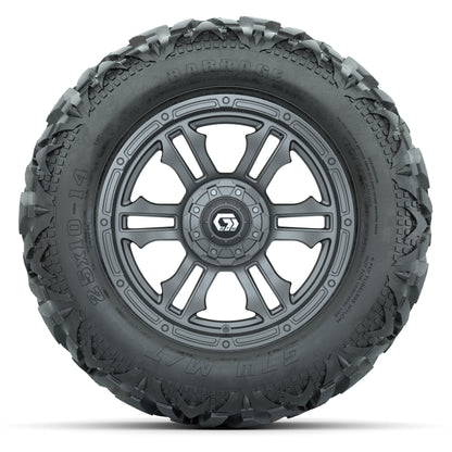 GTW Shogun Gunmetal 14 in Wheels with 25x10-14 Barrage Mud Tires – Full Set