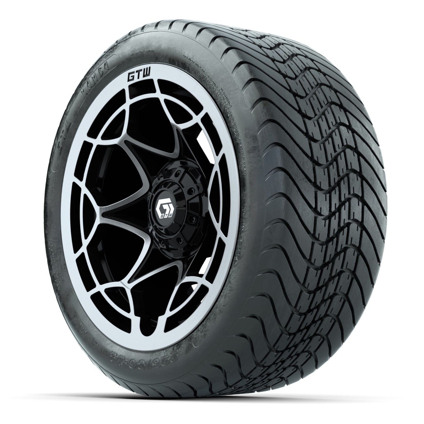 GTW Nexus Black/Silver 14 in Wheels with 225/30-14 Mamba Street Tires – Full Set