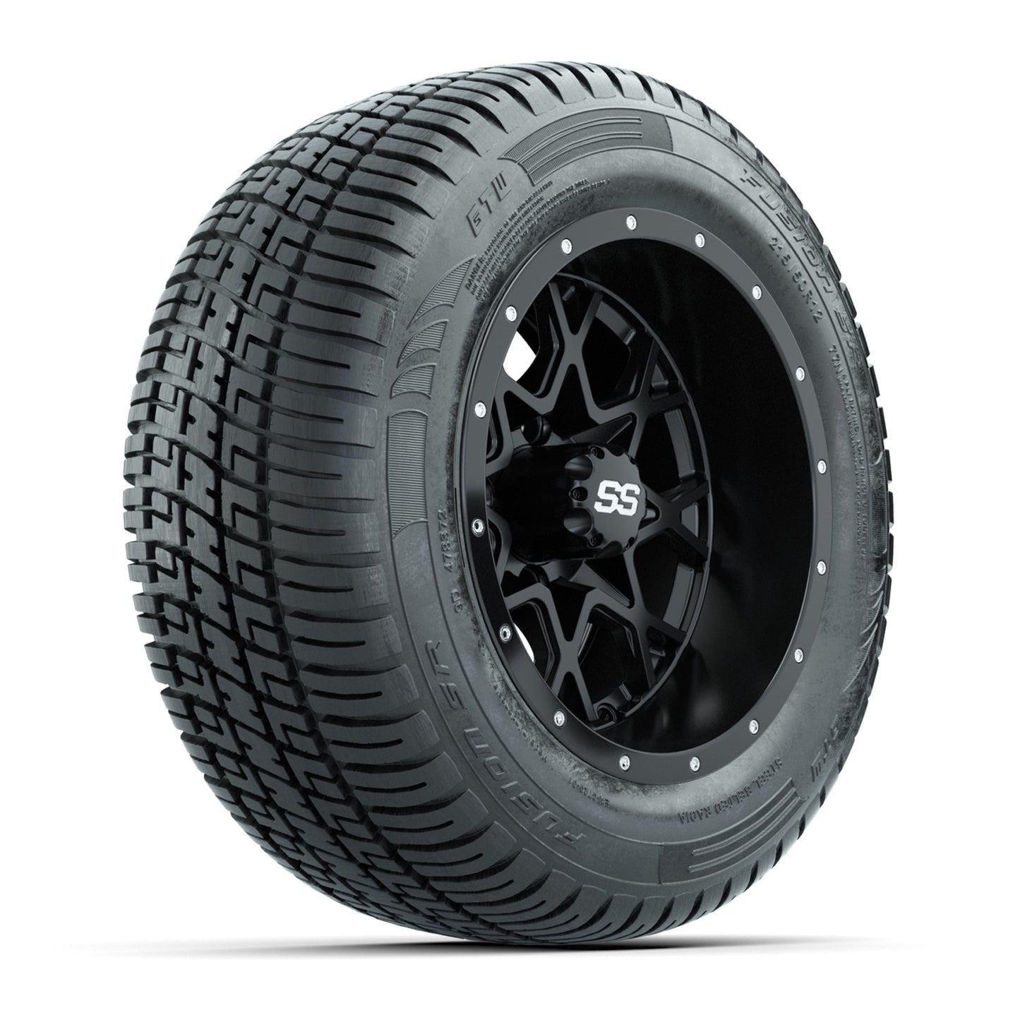 Set of (4) 12 in GTW Vortex Wheels with 215/50-R12 Fusion S/R Street Tires
