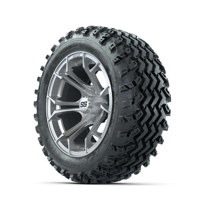 GTW® Spyder Silver Brush 14 in Wheels with 23X10.00-14 Rogue All-Terrain Tires – Full Set