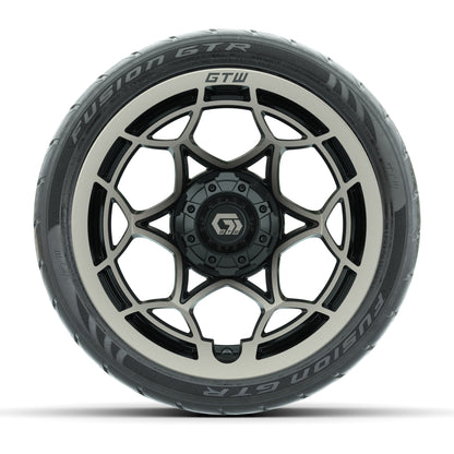 GTW® Nexus Gloss Black/Bronze 14 in Wheels with 205/40-R14 Fusion GTR Steel Belted Street Tires – Full Set