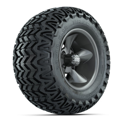 GTW® Godfather Matte Gray 12 in Wheels with 23X10.5-12 Predator All-Terrain Tires – Full Set