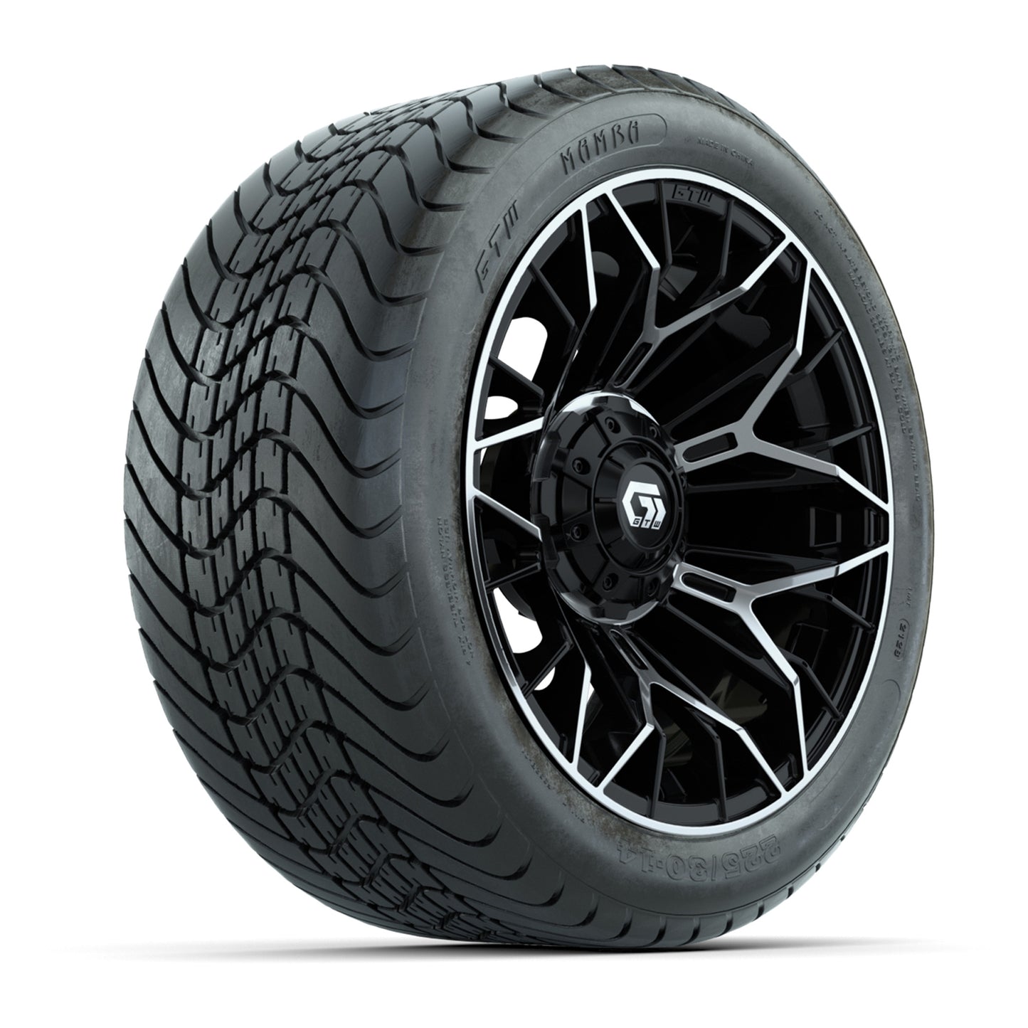 Set of (4) 14 in GTW® Stellar Machined & Black Wheels with 225/30-14 Mamba Street Tire
