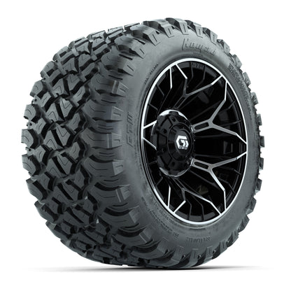 Set of (4) 12 in GTW® Stellar Machined & Black Wheels with 22x11-R12 Nomad All-Terrain Tires