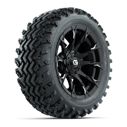 GTW® Diablo Gloss Black/Machined 14 in Wheels with 23X10-14 Rogue All-Terrain Tires – Full Set