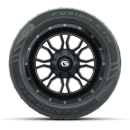 GTW® Volt Black/Machined 14 in Wheels with 255/45-R14 Fusion GTR Steel Belt Radial Street Tires – Full Set