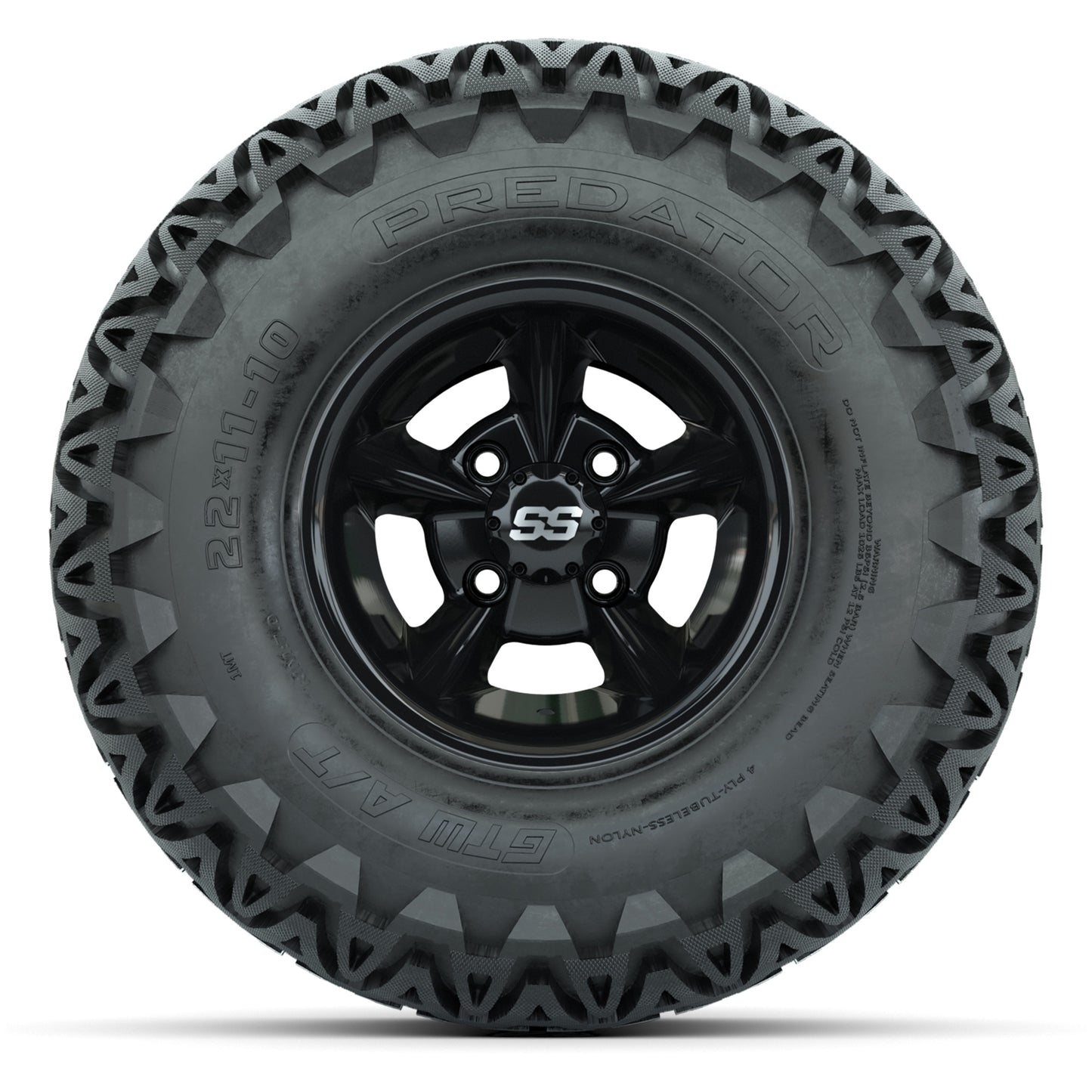 GTW Godfather Black 10 in Wheels with 22x11-10 Predator All-Terrain Tires – Full Set