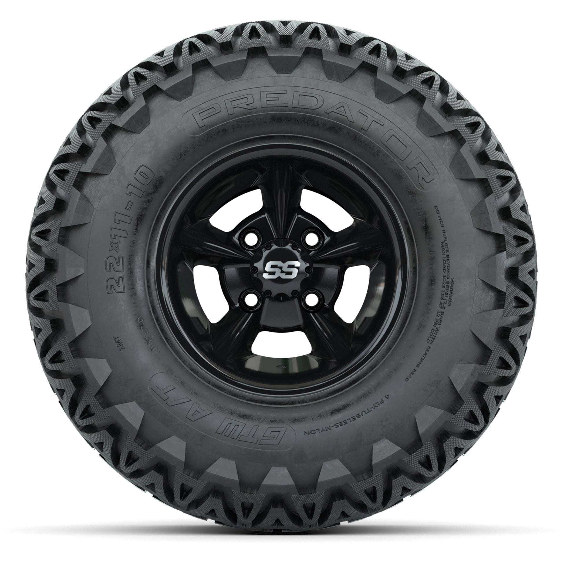GTW Godfather Black 10 in Wheels with 22x11-10 Predator All-Terrain Tires – Full Set