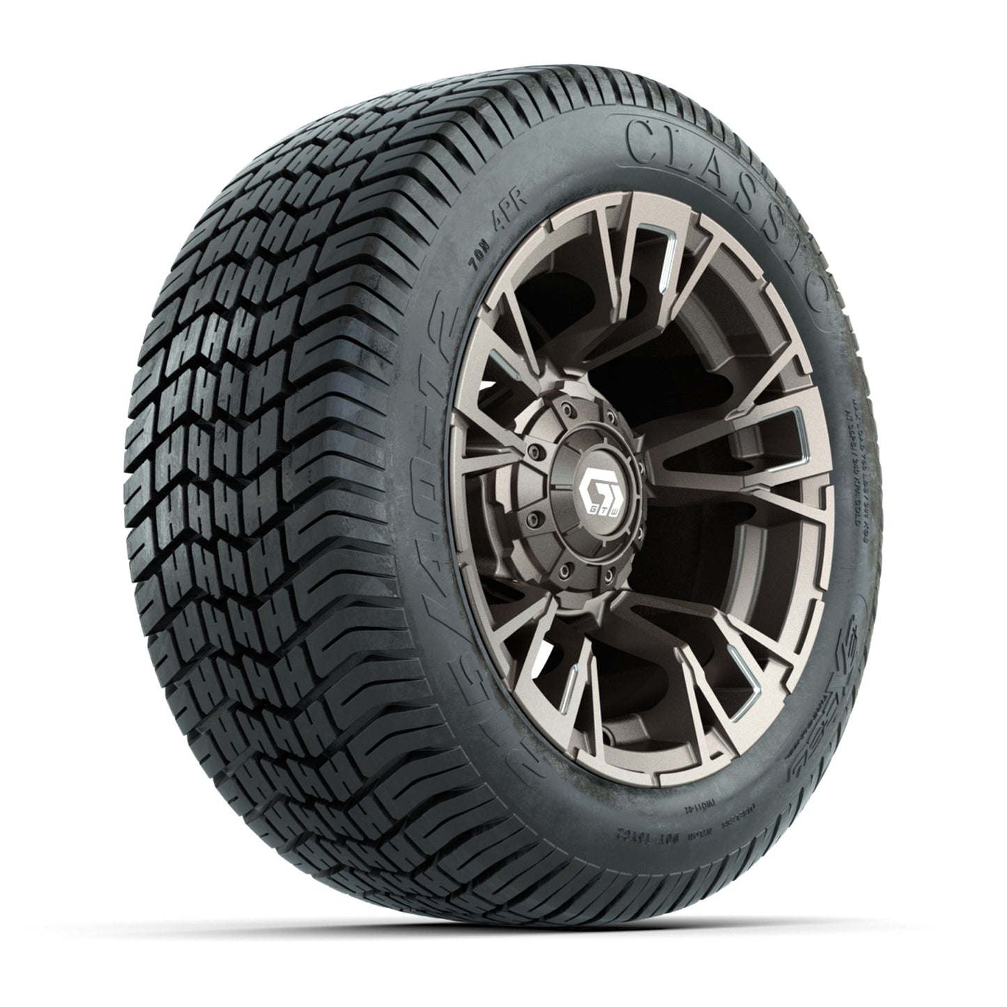 GTW® Vandal Bronze/Machined 12 in Wheels with 215/40-12 Excel Classic Street Tires – Full Set