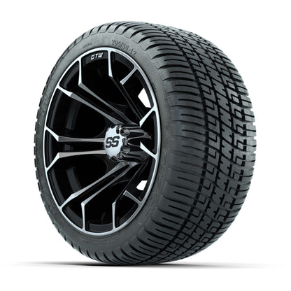 GTW Spyder Machined and Black 12 in Wheels with 18in Fusion Street Tires – Set of 4