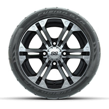 GTW® Specter Black/Machined 12 in Wheels with 215/40-R12 Fusion GTR Steel Belt Radial Street Tires – Full Set