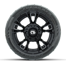 GTW® Vandal Matte Black/Machined 12 in Wheels with 215/40-R12 Fusion GTR Steel Belt Radial Street Tires – Full Set