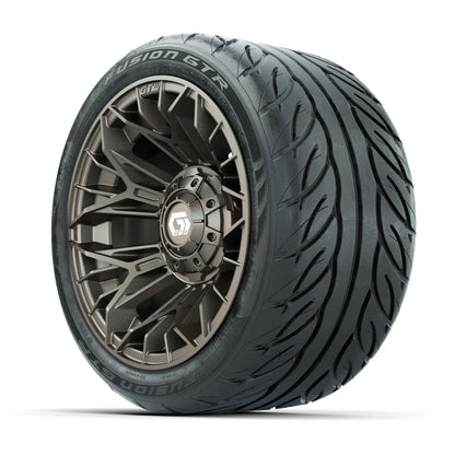 GTW® Stellar Matte Bronze 12 in Wheels with 215/40-R12 Fusion GTR Steel Belt Radial Street Tires – Full Set