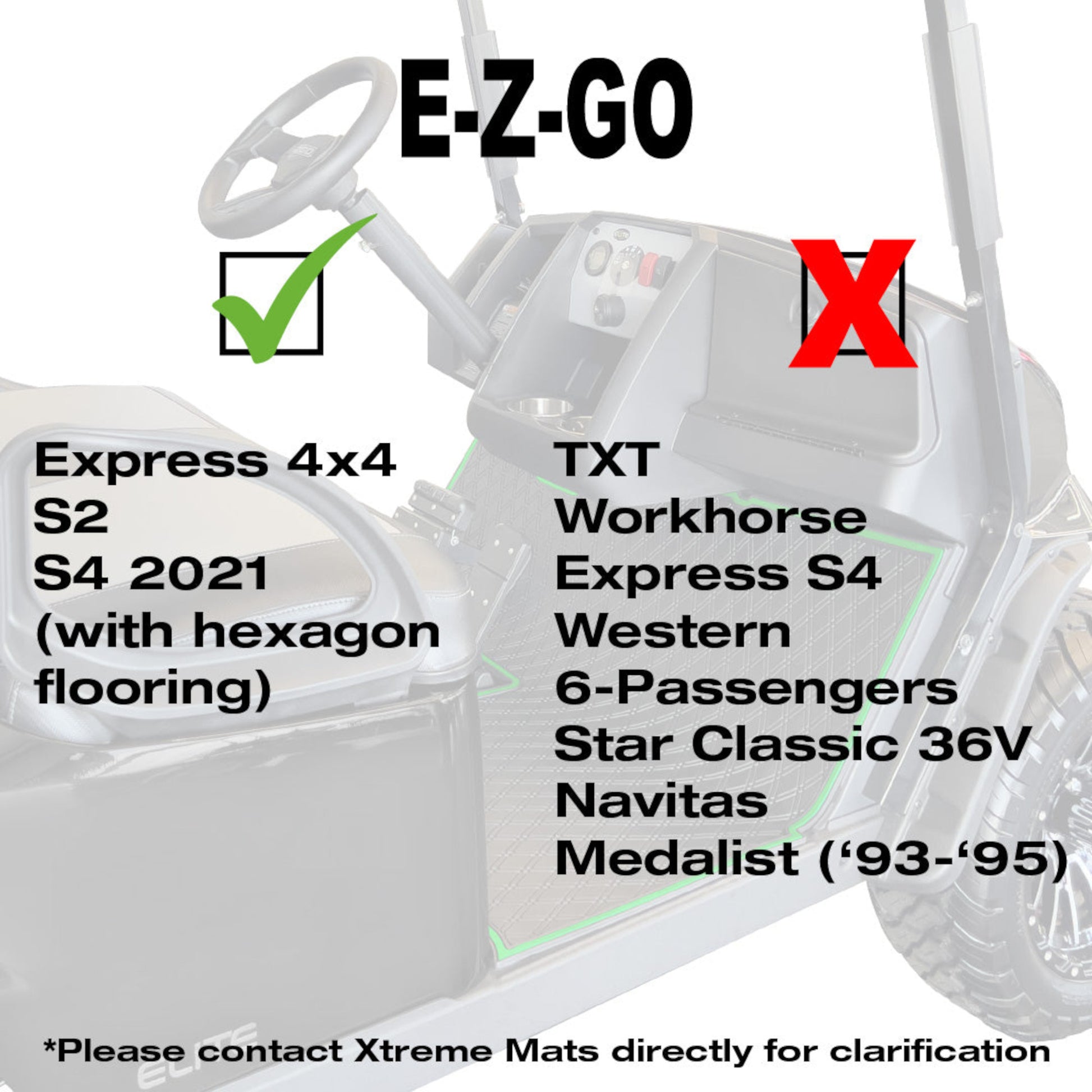 Xtreme Floor Mats for EZGO S4 2022-Up - All Black