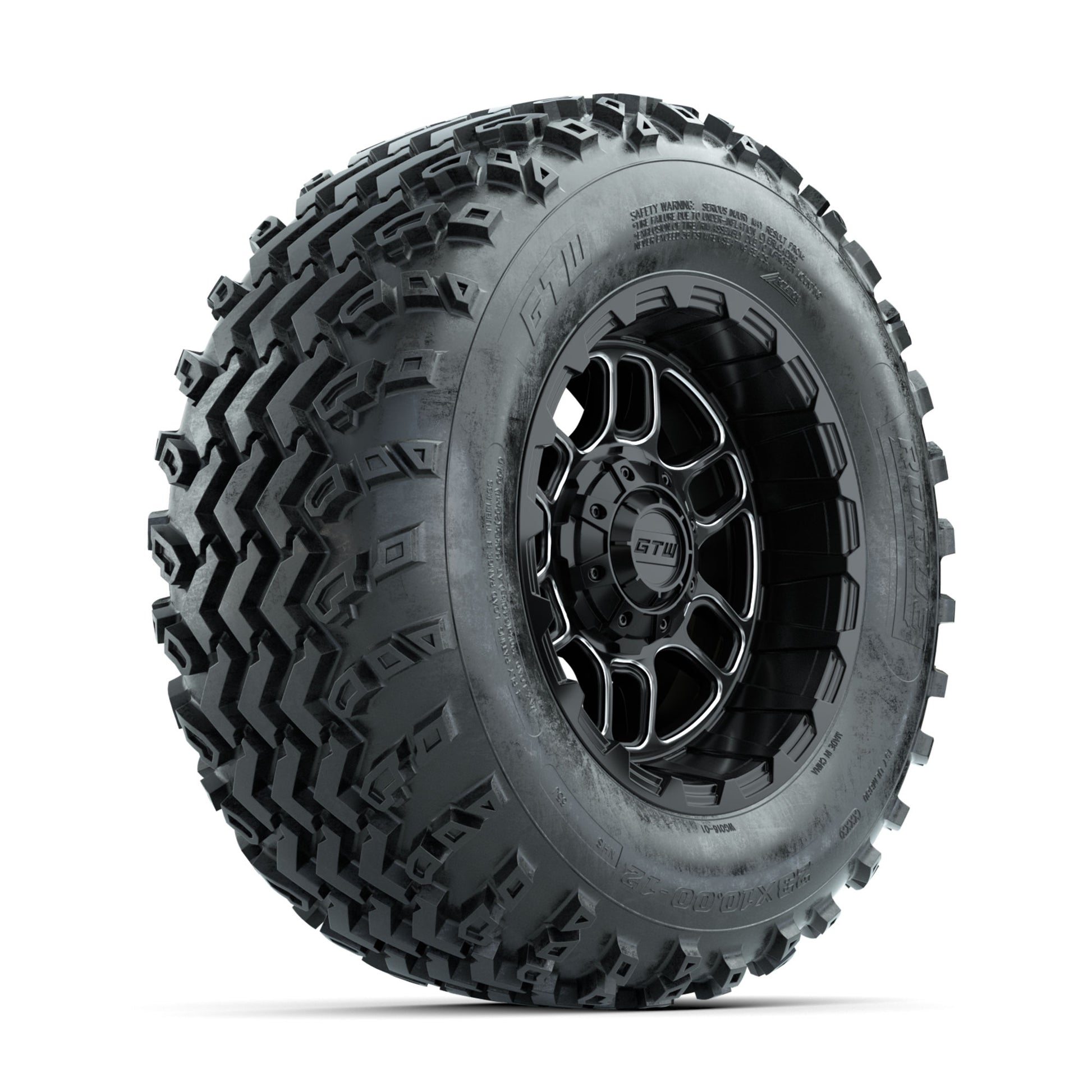 GTW Titan Machined/Black 12 in Wheels with 23x10.00-12 Rogue All Terrain Tires - Full Set