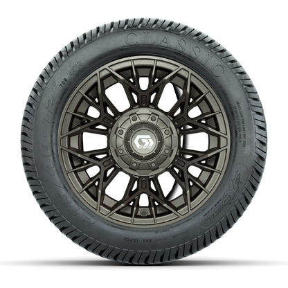 GTW® Stellar Matte Bronze 12 in Wheels with 215/40-12 Excel Classic Street Tires – Full Set
