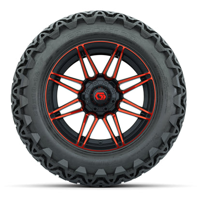 GTW® Stealth Gloss Black/Red 14 in Wheels with 23x10-14 Predator All-Terrain Tires – Full Set