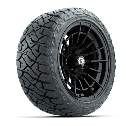 GTW Boost Gloss Black 14 in Wheels with 23x10.00-R14 Maverick All-Terrain Tires – Full Set