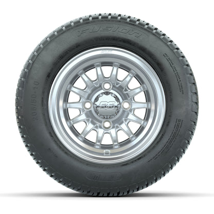 Set of 4 GTW Medusa Silver and Machined Wheels with Fusion Street Tires - 10 Inch