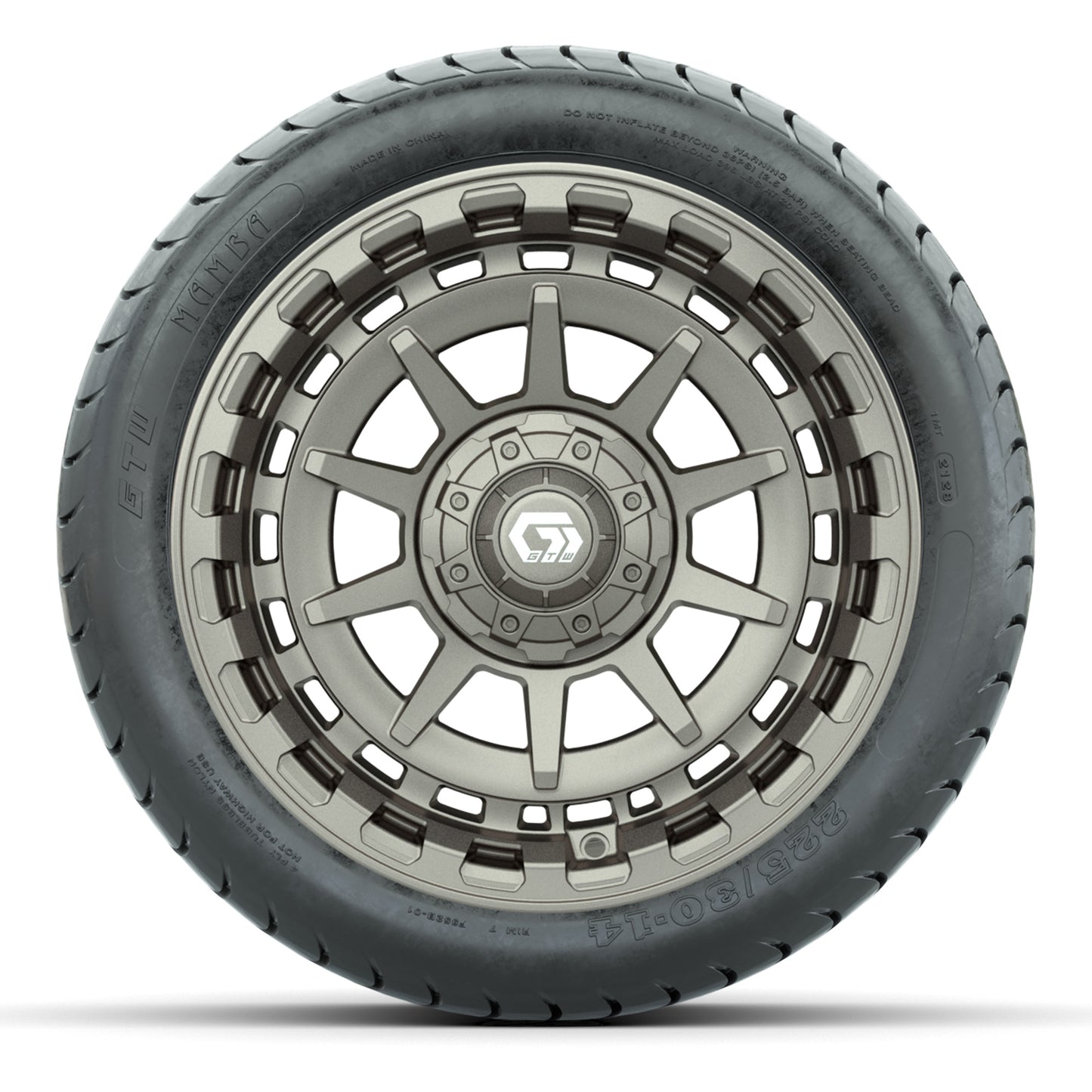 GTW Barricade Bronze 14 in Wheels with 225/30-14 Mamba Street Tires – Full Set