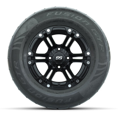 GTW® Specter Matte Black 12 in Wheels with 255/55-R12 Fusion GTR Steel Belt Radial Street Tires – Full Set