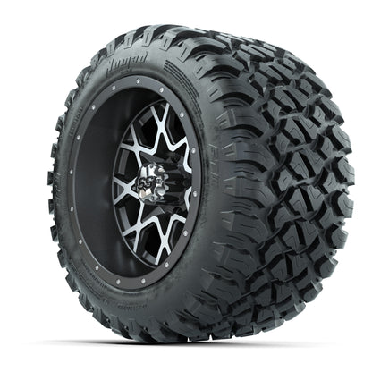 GTW® Vortex 2 Matte Gray/Machined 12 in Wheels with 22X11-R12 Nomad Steel Belt Radial All-Terrain Tires – Full Set