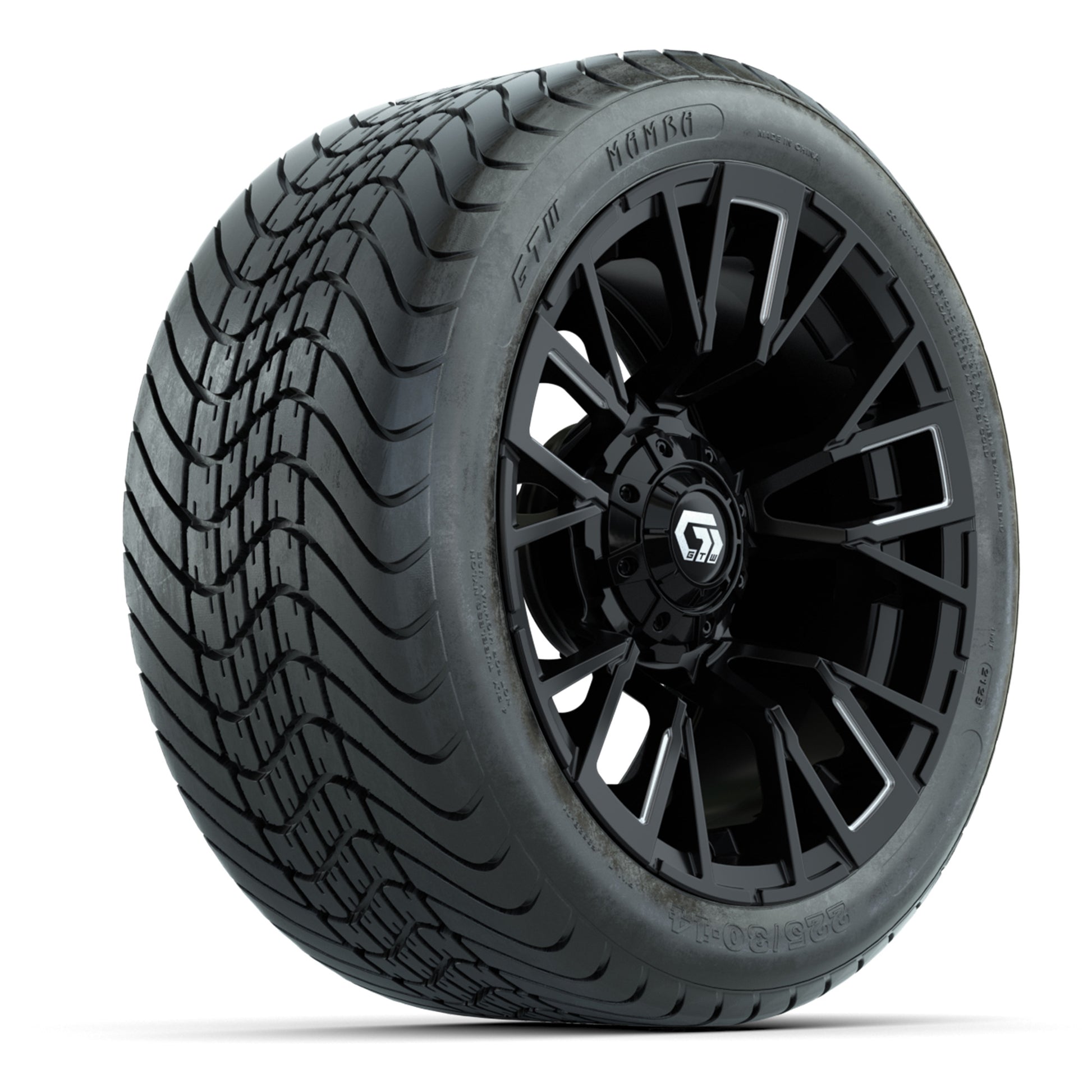 GTW Vandal Matte Black/Machined 14 in Wheels with 225/30-14 Mamba Street Tires – Full Set