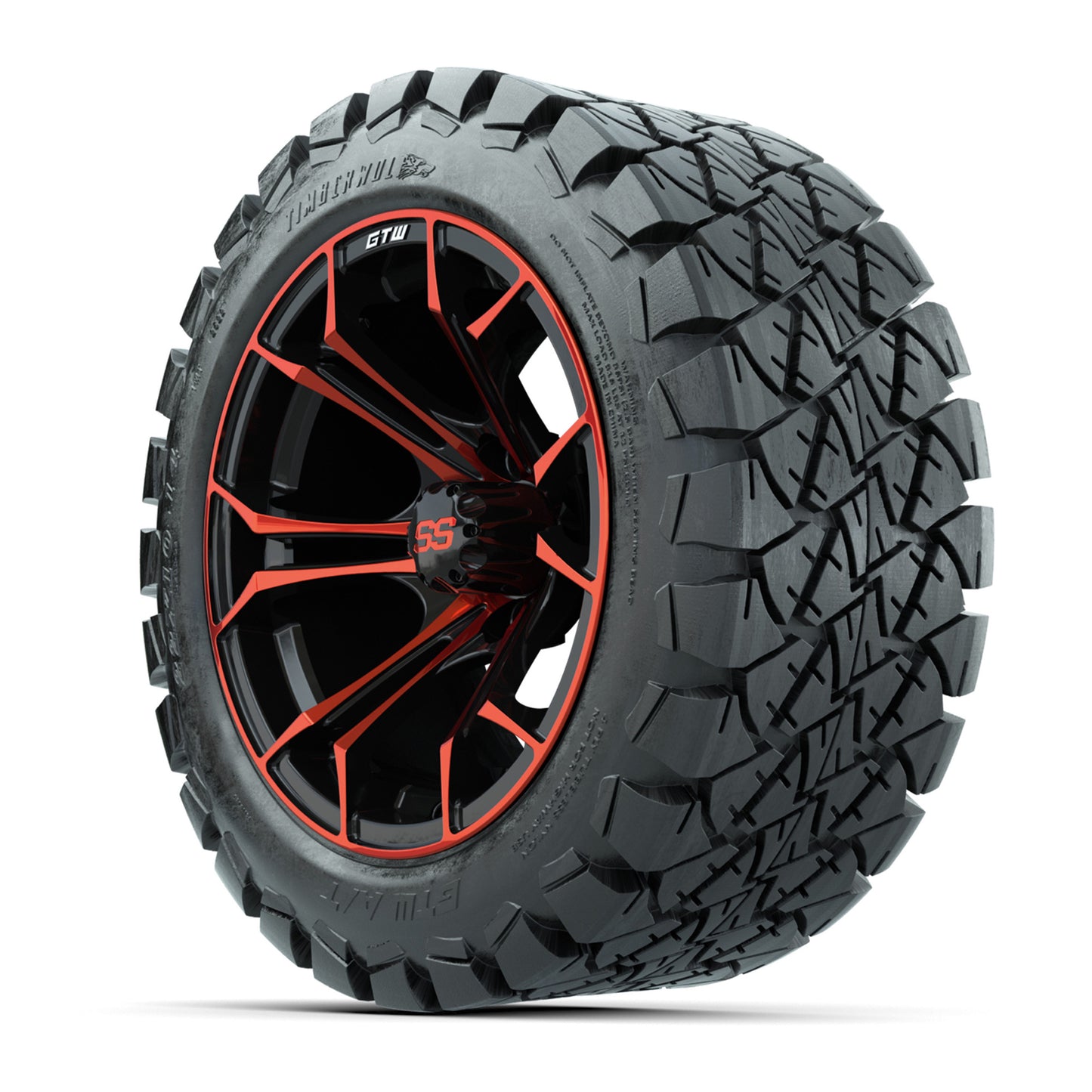 GTW Spyder Red/Black 14 in Wheels with 22x10-14 GTW Timberwolf All-Terrain Tires – Full Set