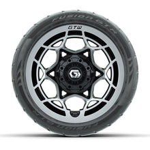 GTW® Nexus Black with Silver Face 12 in Wheels with 215/40-R12 Fusion GTR Steel Belt Radial Street Tires – Full Set