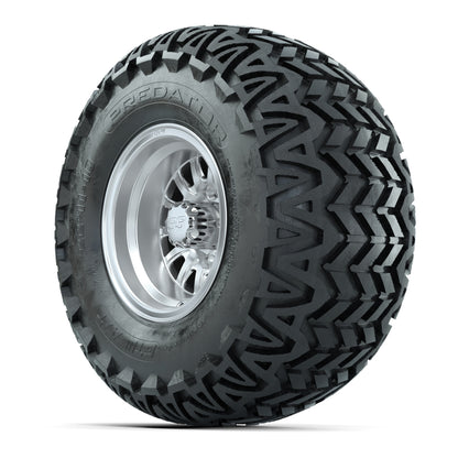 GTW Medusa Silver and Machined Wheels with 22in Predator A-T Tires - 10 Inch