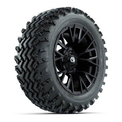 GTW® Vandal Matte Black/Machined 14 in Wheels with 23X10-14 Rogue All-Terrain Tires – Full Set