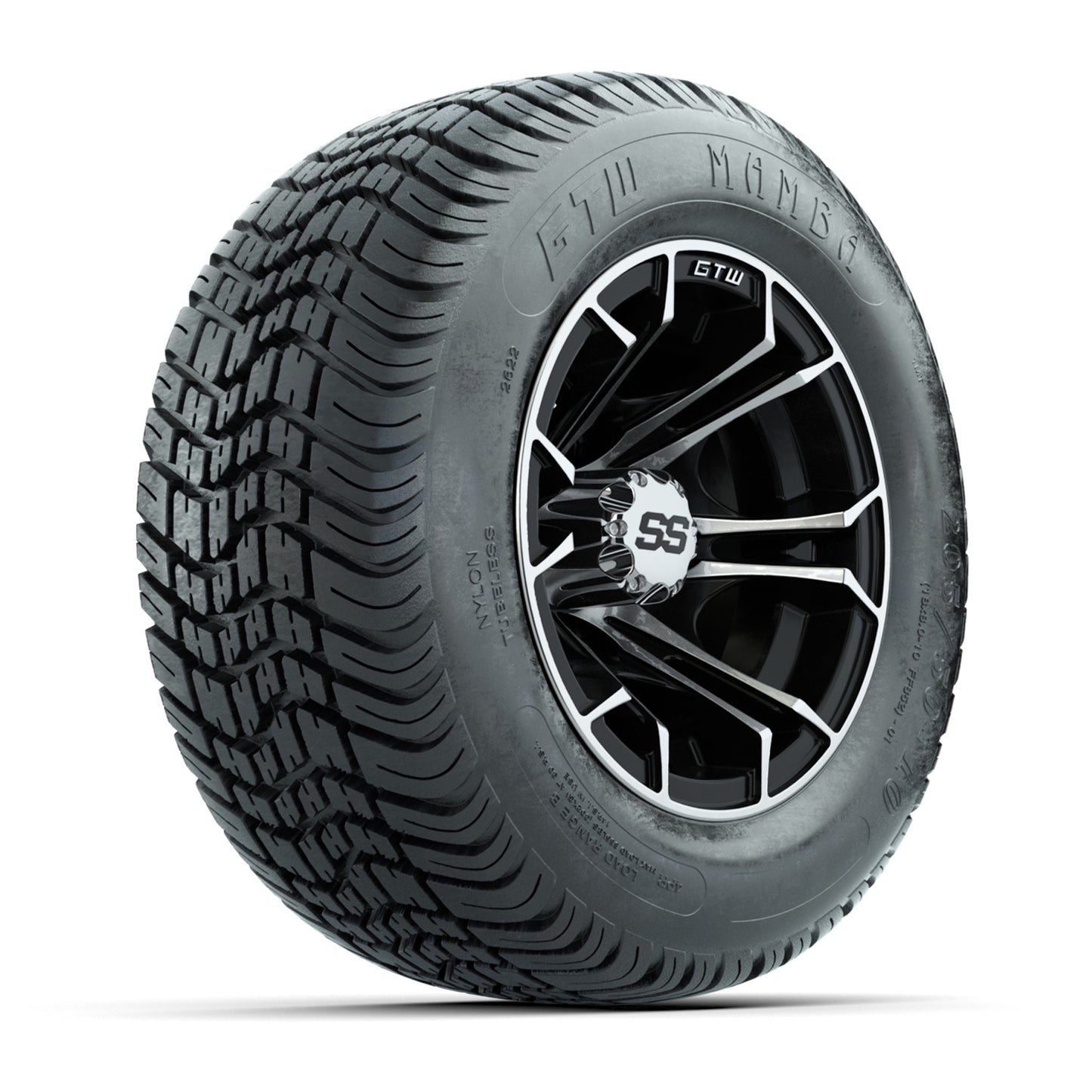 GTW Spyder Machined/Black 10 in Wheels with 205/50-10 Mamba Street Tires – Full Set