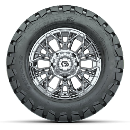 GTW® Stellar Chrome 12 in Wheels with 22X10-12 Timberwolf All-Terrain Tires – Full Set