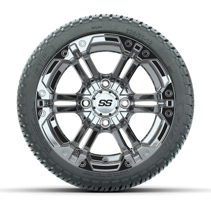 GTW Specter Chrome 12 in Wheels with 18in Fusion Street Tires – Set of 4