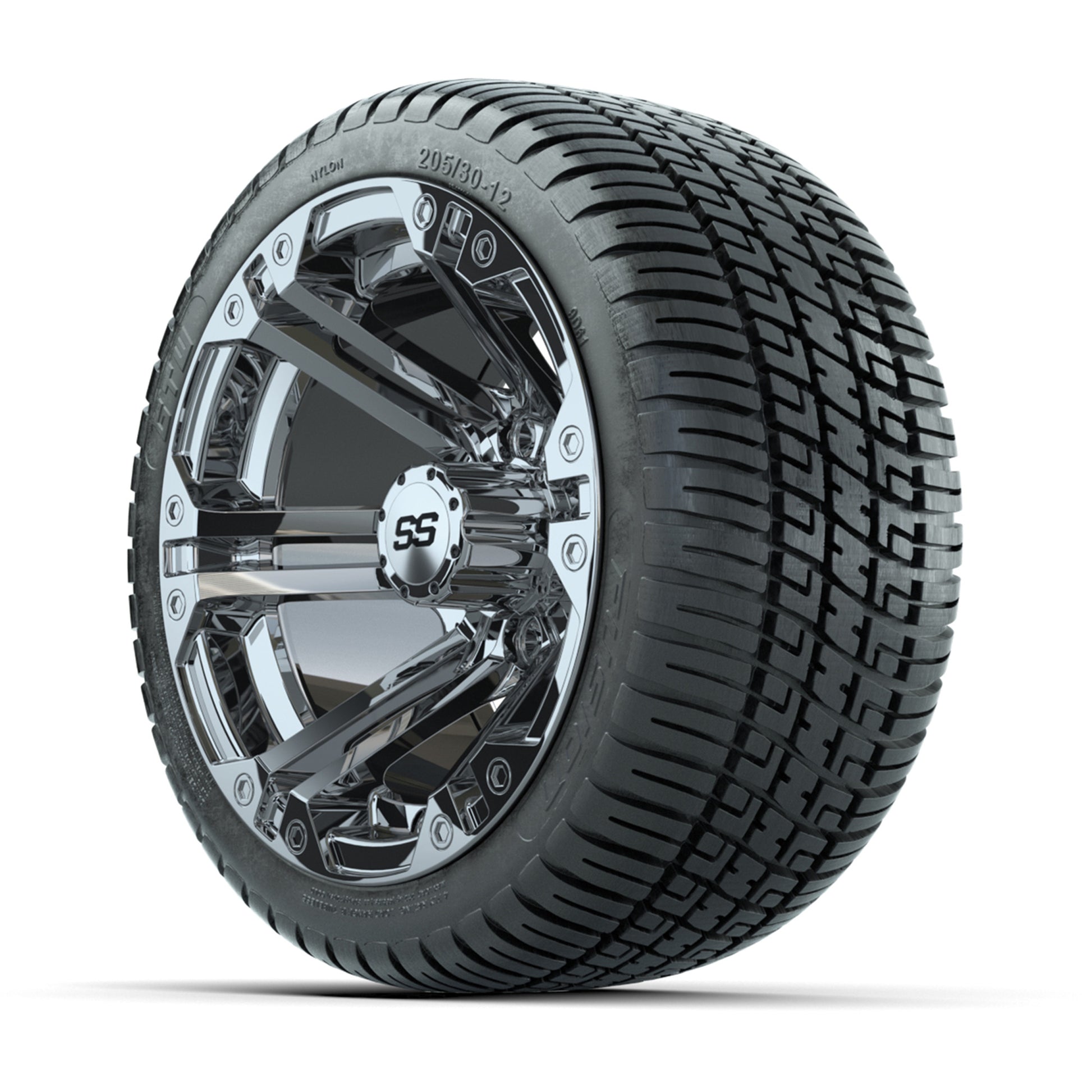 GTW Specter Chrome 12 in Wheels with 18in Fusion Street Tires – Set of 4
