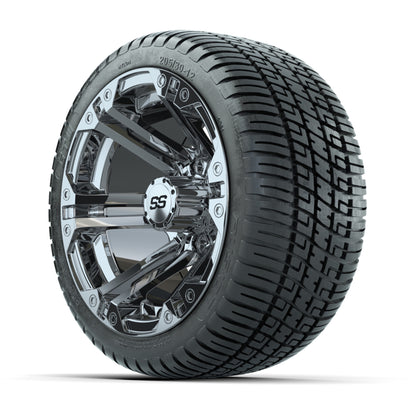 GTW Specter Chrome 12 in Wheels with 18in Fusion Street Tires – Set of 4