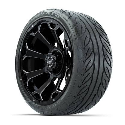 GTW Raven Matte Black/Ball Mill 15 in Wheels with 215/40-R15 Fusion GTR Steel Belt Radial Street Tires – Full Set